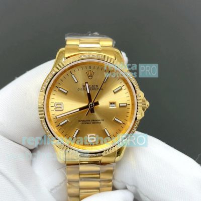 AR Factory Copy Rolex Oyster Perpetual Date 904L Yellow Gold Ladies Watch